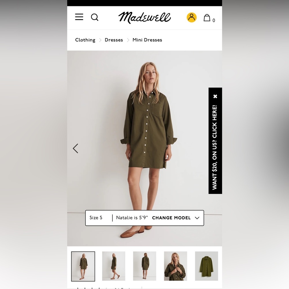 Madewell Mini Shirtdress - NWT